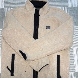 Hollister Tan Fleece Jacket with Black Trim